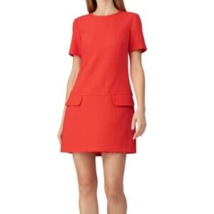 Trina Turk Bright Orange/Red Caicos Drop Waist Mini Shift Dress 6 NWT
